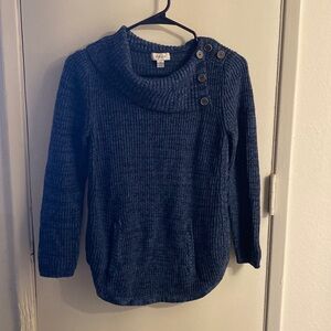 Style & Co. blue knit sweater/pullover with front pockets.